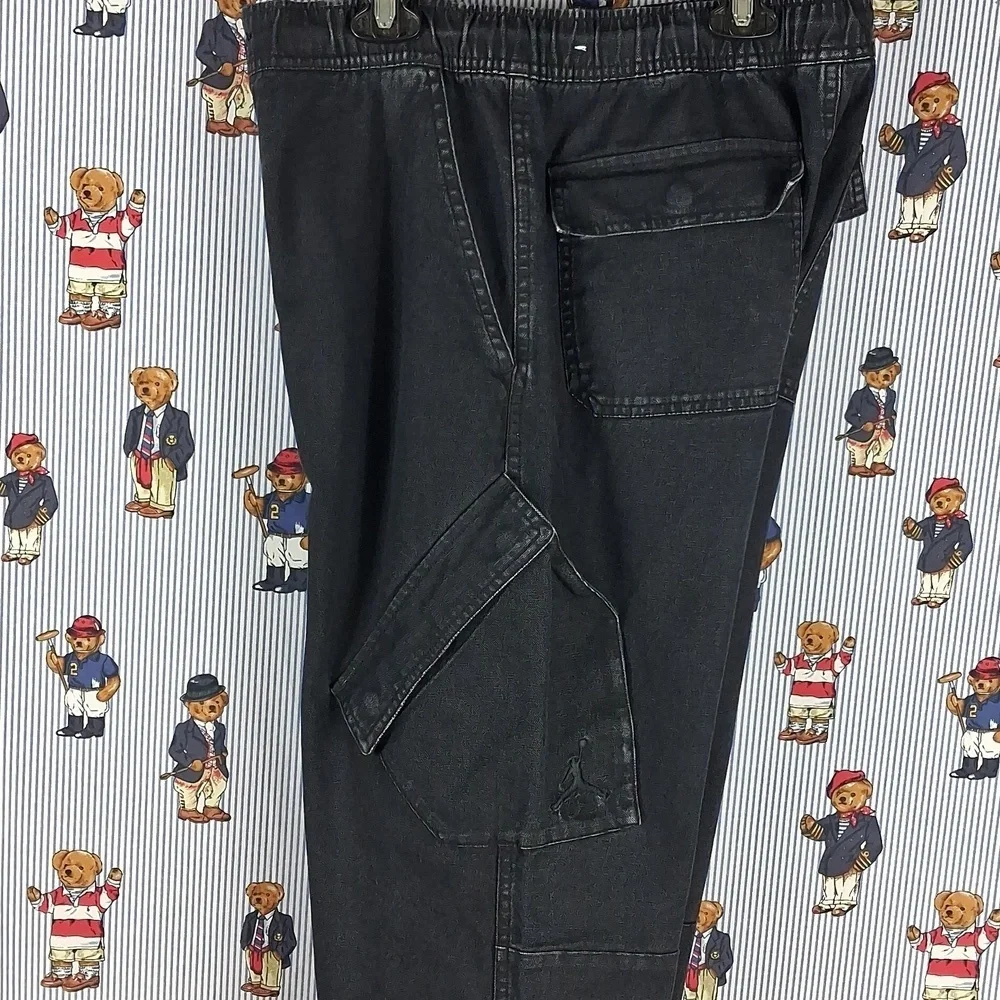Jordan Brand Chicago Flat Front Drawstring & Button Cargo Black Fade Pants SZ Sm